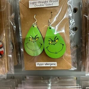 Green Grinch Face Earrings